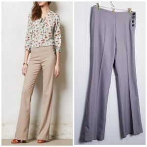 Anthropologie Elevenses Pants Tan Brighton Flare Boot Cut Trousers Womens  Sz 0